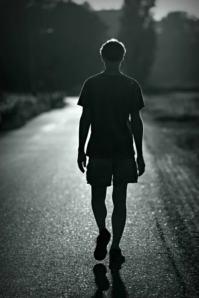 Quiet man on solitary walk symbolizing inner reflection and nonverbal healing